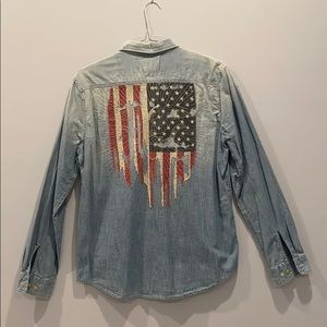 Ralph Lauren American Flag distressed denim shirt